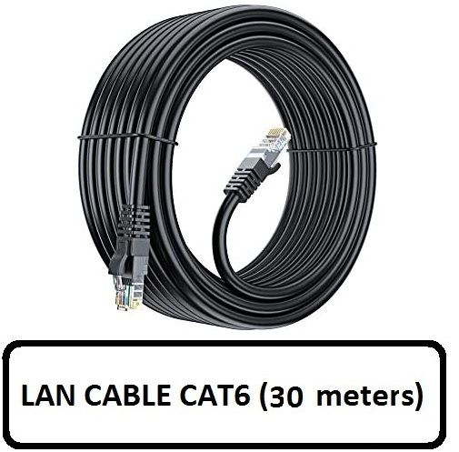 30 meter LAN Cable with connectors / Ethernet Cable For Modem,PC, Laptop Cat 6 Blue 0r Black Color