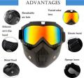 Goggle With Mask Riding Mask For Bikers Anti Scratch UV Protective Bike Face Mask For Men Detachable With Soft Foam Padded Face Cover Helmet Google Mask Off Road Dust Protection Mask. 