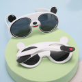 Silicone Frame Panda Sunglasses Fashion Children Sunglasses Anti-UV Kids Sun Glasses for Girls. 