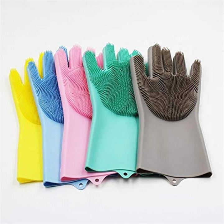 Silicone Gloves with Wash Scrubber,Latex free,household cleaning gloves