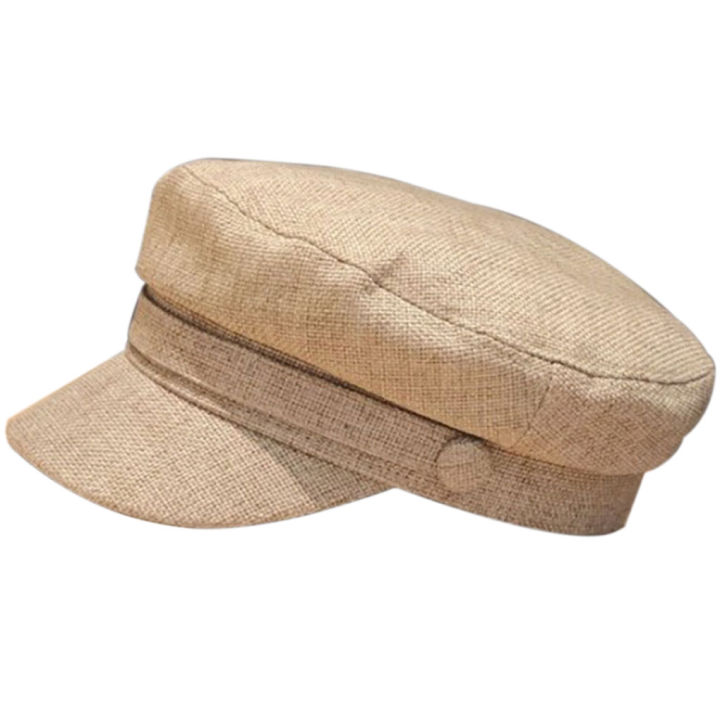 Solitary waves Cotton Linen Sailor Captain Caps Retro Breton Beret Cap Flat Top Newsboy Fisherman Hat Unisex