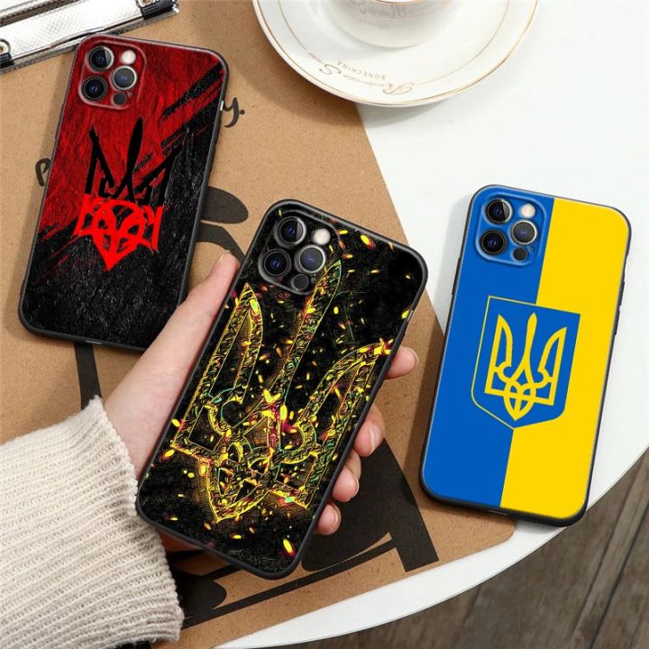 Ukraine Flag Black Silicone Phone Case for Apple IPhone 15 12 11 13 14 Pro Max Mini XS X 8 Plus Soft Cover Ukrainian Flag Fundas Sandmdm