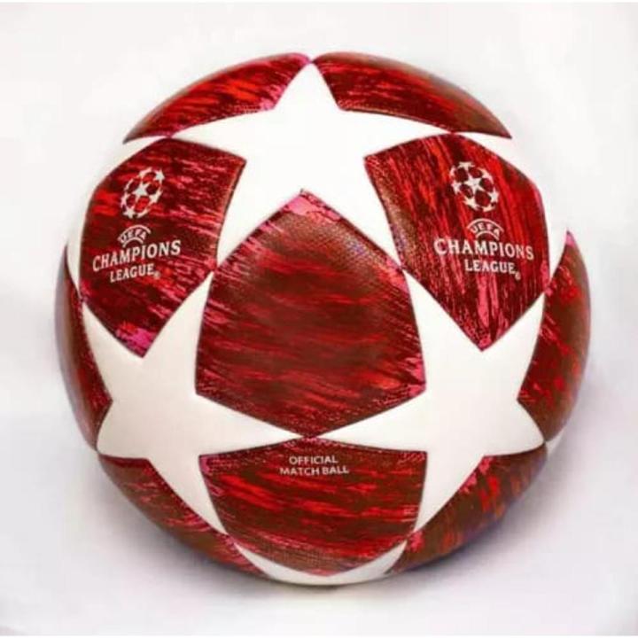 Football for Fans of Euro Cup (Red Edition), High Quality Thermal Pasted American Soccer Football Ideal for Grass Surfaces Training/Match (Pack of 1), Official Champions League Football Star Design - Size 5