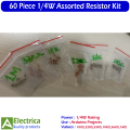 Pack of 60 Resistors 1/4W – Assorted 100Ω, 220Ω, 330Ω, 10KΩ, 56KΩ, 1MΩ (10 pcs each) Through-Hole Carbon Film Resistor Kit for Arduino, DIY Electronics & Repair by Electrica. 