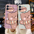 YIWESAN Case For Huawei P20 Case Cartoon Cute Happy Bear Side New Design Phone Case Square Edge Pattern Silicone Softcase Luxury Plating Casing Full Cover Camera Shockproof Protection Cases. 