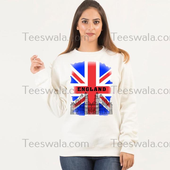 ENGLAND White Fleece Winter High Quality Sweatshirt For Women