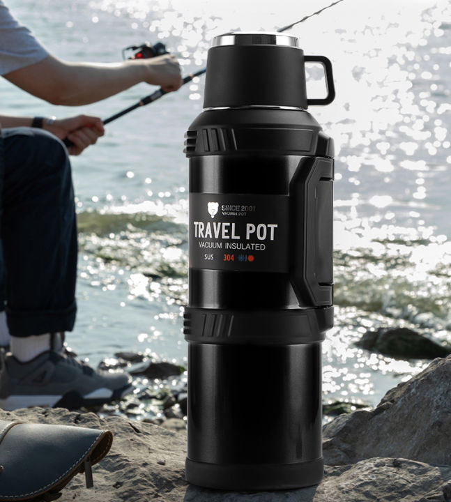 OKADI 4000ml Large Capacity Travel Pot 304 Stainless Steel Vacuum Insulated Flask Water Bottle Outdoors Sports 4 Liters Large Capacity Thermos Hot and Cold Water Bottle