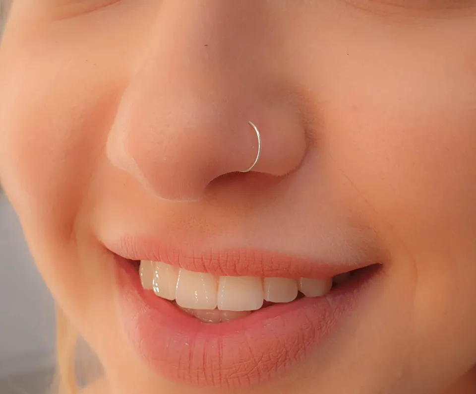 Thin Nose Pin Thick Silver Nose Ring Sterling Silver 8mm Thin Nose
