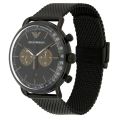 Emporio Armani Black Mesh Strap Black Dial Men's Watch-AR11142. 