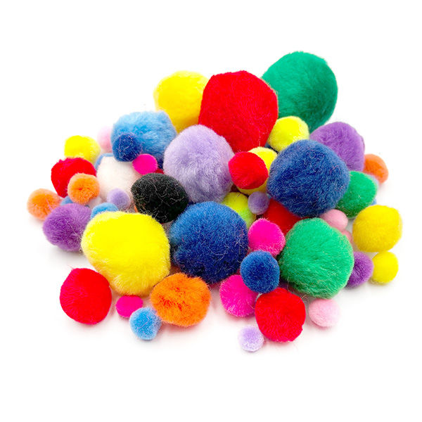 Multi Color Pom Pom Balls for DIY Craft Making (Pack of 100+ Pieces) Assorted Sizes