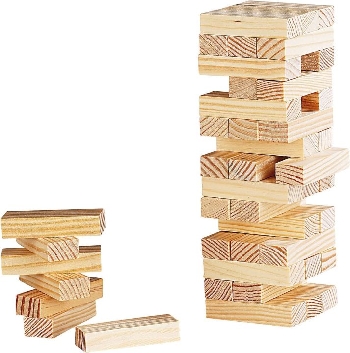 Jenga Timber Tower Wooden Stacking Blocks 54 Piece Classic Wooden Blocks for Building, Toppling and Tumbling Games Size : 9.9 x 3 x 3 Inches