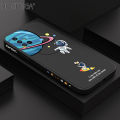 Hontinga for Samsung A51 4G Case Cartoon Astronaut Side Design Back Cover Soft Square Edge Liquid Silicone Phone Cases. 