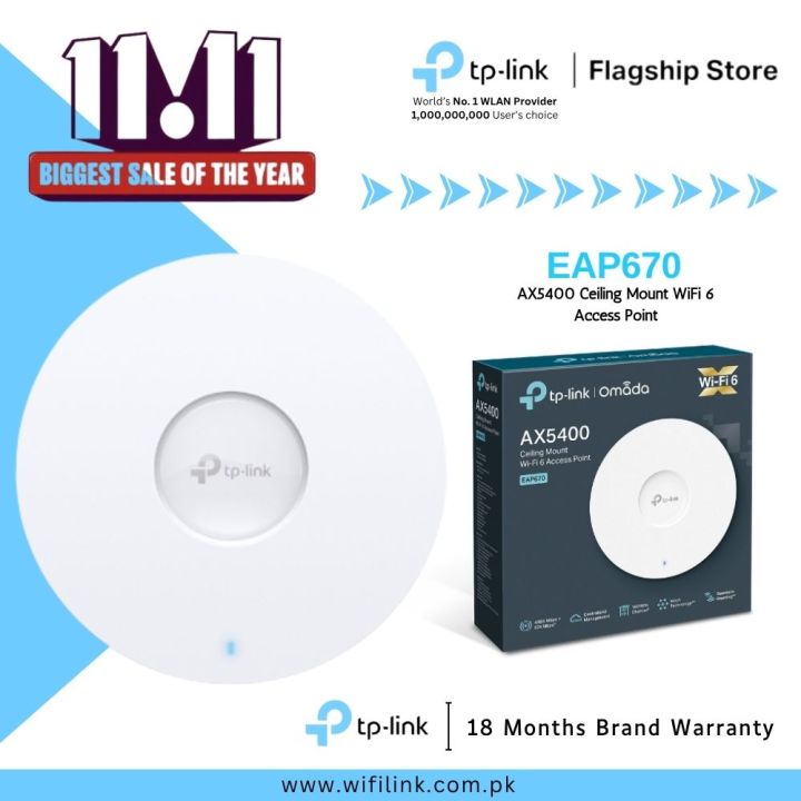 TP-Link WiFi 6 Access Point Ceiling Mount EAP670 AX5400 Ceiling Mount WiFi 6 Access Point - 18 Months Brand Warranty