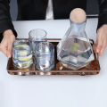 Hexagonal design water Glass set with tray. 