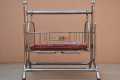 New Born Baby Silver Chrome Baby Swinging Cradle with Soft Mattress Bed. 