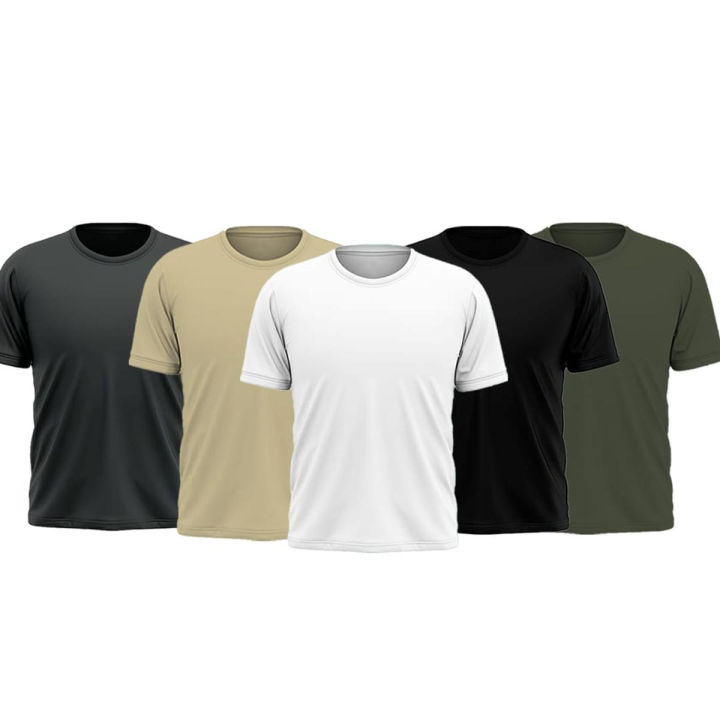 Pack of 5 Plain Half Sleeves T-shirt For Men