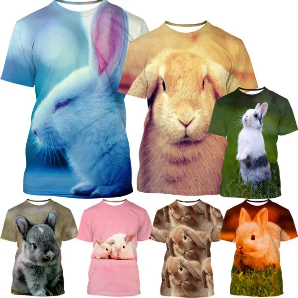 The Latest Fashion Summer Short-sleeved Animal Rabbit Men's and Women's ...