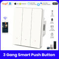 Tuya Wifi Smart Light 3 Gang Switch EU, Push Button Panel Wall Switch 100-240V, Work with Alexa Google Home Smart Life App. 