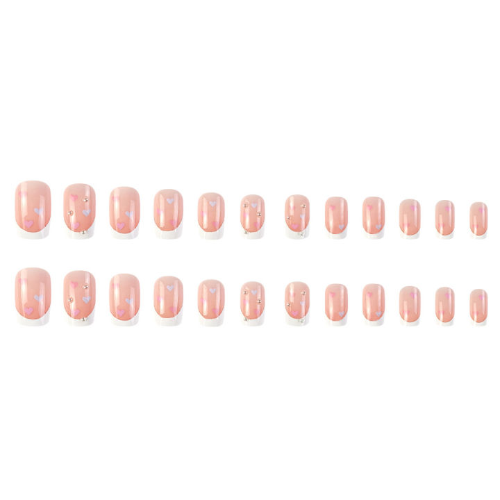 SUMMER%2024%20pcs%20Tips%20French%20Love%20Pearl%20Fake%20Nails%20Nail%20Patch%20Xiaohongshu%20Sweet%20White%20Wearing%20Armor%20-%20Image%205