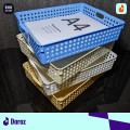 Italian Multipurpose Rectangular Storage Basket with Handles For Home, Kitchen, Office, Classroom - Premium Quality Plastic Drop-Resistant Organizer Bin - Flat Desk Tray Fits A4 Size Papers, Letters, Books, Notes, Files, Journals, Handouts, Workbooks. 