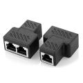 2Pcs 1 to 2 LAN Ethernet Network Cable RJ45 Female Splitter Connector Adapter. 
