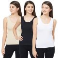 GlamourSecrets Women's Summer Sleeveless  Inner wear wide strapped  Cotton Soft Stretchy Free Size Camisole for girls & ladies. 