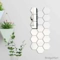 Acrylic Hexagon Mirror Wall Stickers, DIY Geometric 3D Wall Decals, Removable Hexagonal Mirrors for Home Living Room & Bedroom Decor, Personalized Modern Art Design. 