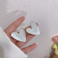 White Color Big Heart Stud Earrings for Women Girl Korean Love Drop Glaze Aesthetic Daily Life Minimalist Jewelry Piercing Ear Loser Lione. 