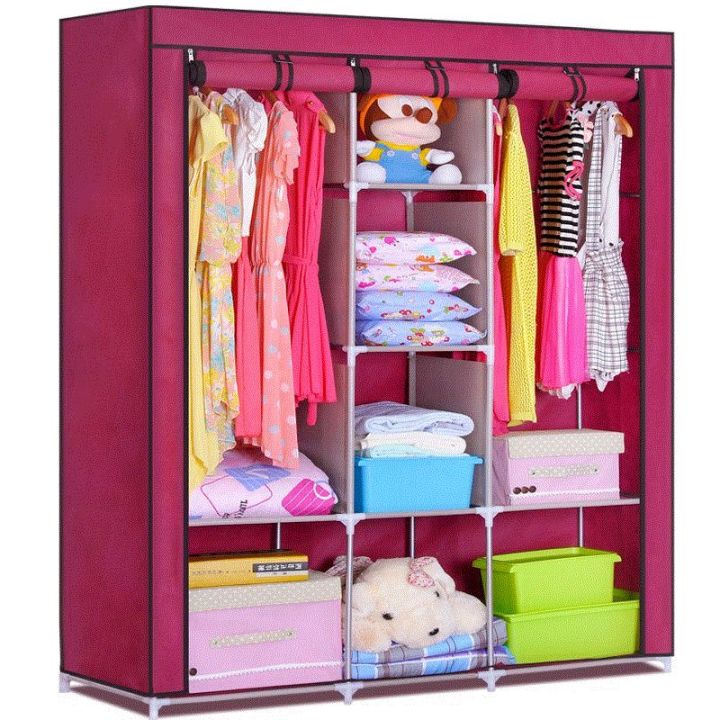Wardrobe Almari Folding Closed With Zip 3 Door Portable Cupboard