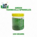 Green Sprinkles Vermicelli, Vermicelli Green Sprinkles for Cake decoration, Green Colorful Candy Sprinkles for Cake, Cupcakes, Ice Cream, Donuts, Custard and other topping – 100 Grams – 25 Grams. 