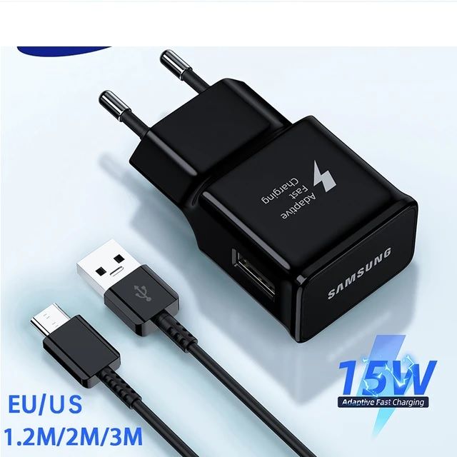 Fast Charger plus Cable for Samsung and Other Smartphones – 15W Power Adapter with Type C Cable