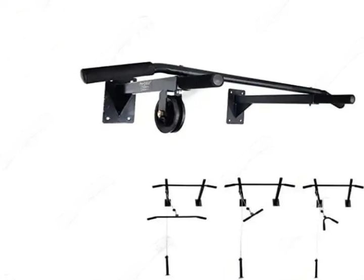 Body Press Wall mounted Pull up Bar/ Chin Up Rod - 3 Grips Heavy Duty Pull Up and Chin Up Bar for Home Exercise Fully Steel with Rubber Handles