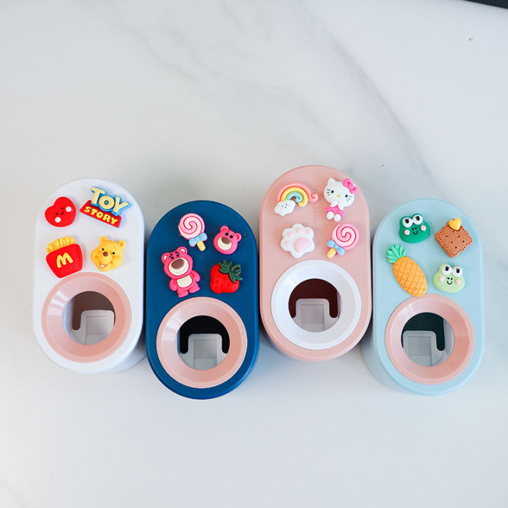Kids Toothpaste Dispenser Toothbrush Holder Bathroom Toothpaste Squeezer Baby Automatic Cartoon Automatic Toothpaste Squeezing Handy Tool Case Wall-Mounted Kit