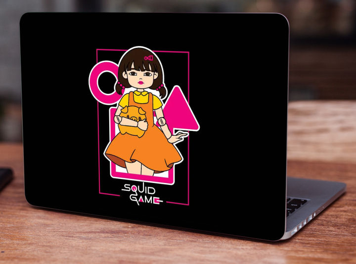 Squid%20game%20doll,%20Laptop%20Skin%20Vinyl%20Sticker%20Decal,%2012%2013%2013.3%2014%2015%2015.4%2015.6%20inch%20Laptop%20Skin%20Sticker%20Cover%20Art%20Decal%20Protector%20Fits%20All%20Laptops%20-%20Image%202