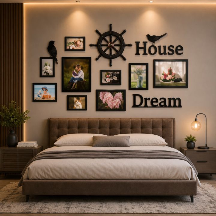 Stylish%20Home%20Wall%20Decoration%20Set%20%7C%20Photo%20Frames%20with%20Decorative%20Clock%20-%20Image%203