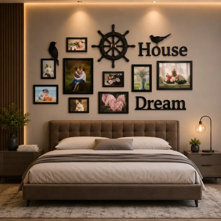Stylish%20Home%20Wall%20Decoration%20Set%20%7C%20Photo%20Frames%20with%20Decorative%20Clock%20-%20Image%203