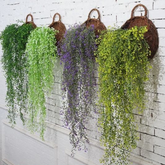 Artificial Plant Home Garden Wedding Decor Garden Wall Party Decoration Hanging Ivy Leaves Artificial Silk Flower Vine Artificial Green Plants