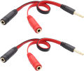 Jack Pin 3.5mm 4 Pole TRRS Male To Two Stereo 3 Pole TRS Female Converter- Two Pin Headphone Earphone Audio Splitter Mic And Speaker Divider Cable Adapter For Mobile Smart Phone PC Laptop. 