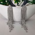 Elegant & Unique Design Earrings with Silver Tassels For Girls - Long Fashion Shiny Earrings Party Jewelry Gifts For Ladies & Womens. 