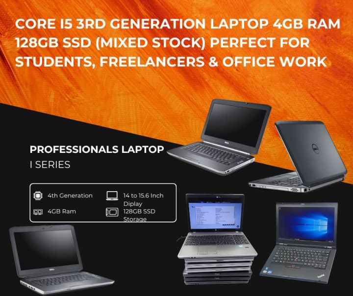 Core i5 3rd Generation Laptop – 4GB RAM – 128GB SSD (Mixed Stock) – Perfect for Students, Freelancers & Office Work