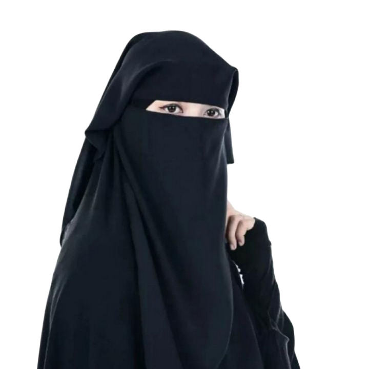 Double Layered Black Abaya Niqab - Breathable Fabric Hijab Naqab for Women and Girls