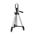 3.5 Feet Tripod Stand for Mobile Phones and Cameras with Mobile Phone Holder, Adjustable and Portable Tripod Stand Mobile and DSLR Stand for Live Stream, Universal Tripod Stand, Silver Model 3110 with Box and Bag | Elegant Home. 