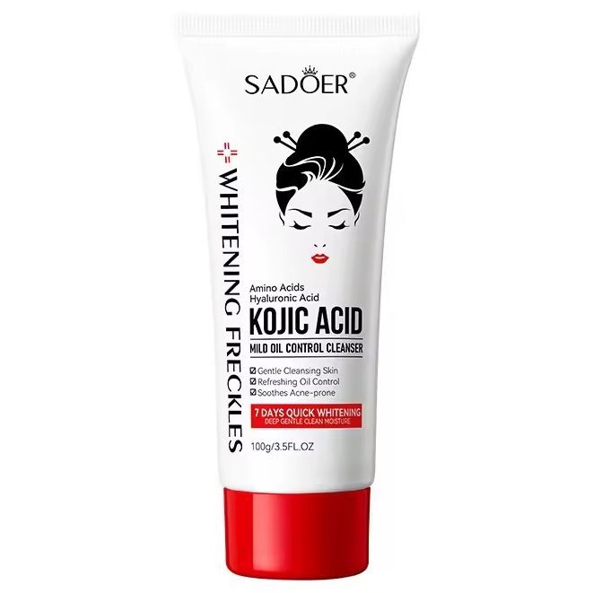 SADOER Kojic Acid 7 Days Face Skin Mild Cleansing Oil Control Moisturizer Facial Wash Kojic Acid Whitening Moisturizing Cleanser Mild Oil Cleanser SD10445