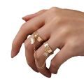 Korean Stylish New Butterfly Two Finger Open Adjustable Ring With Chain Crystal And Fashion Rings For Girls & Women 2pcs/Set. 