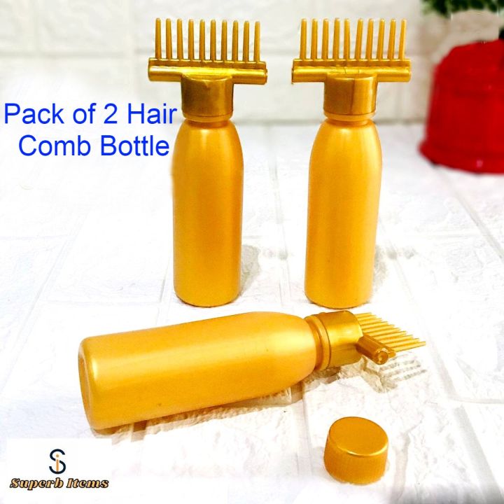 Hair Oil Applicator Comb Bottle 130ml (Pack of 2) Root Comb Applicator / Shampoo Hair Comb Bottle / Hair Coloring Dye Comb Multipurpose Hair Comb Applicator Bottle