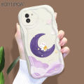 Hontinga for Samsung A03 Back Cover Purple Moon Clouds Phone Case Texture Wavy Edge Soft Mobile Cover. 