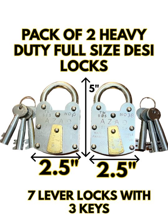PACK OF 2 PIECE HEAVY DUTY DESI LOCKS-FULL SIZE 2.5 INCHES SIZE DESI ...