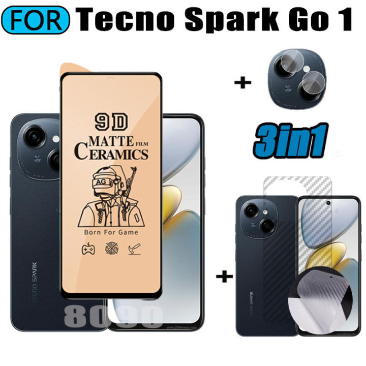 3 IN 1 Tecno Spark Go 1 Tempered Glass Matte Gaming Screen Protector for Spark Go 2025 Go 2024 Go 2023 Ceramic Matte Screen Protector