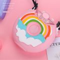 Donut Shape 350ml Silicone Drinking Bottle/water bottle Cute Portable School Kids Water Bottle with Straw /Strap New Design doughnut shape water bottles water bottles in doughnut shape. 