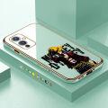 Luxury 6D Plating Case for OnePlus 9 Anime Cartoon Cool Luffy Side Pattern Back Cover Soft Silicone Square Frame Shiny Bling Phone Cases + Free Lanyard. 
